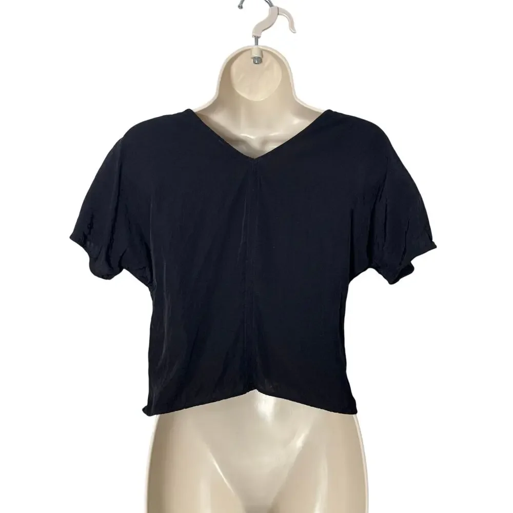 Madewell Puff-Sleeve Top in Floral Jacquard True Black Size‎ 6